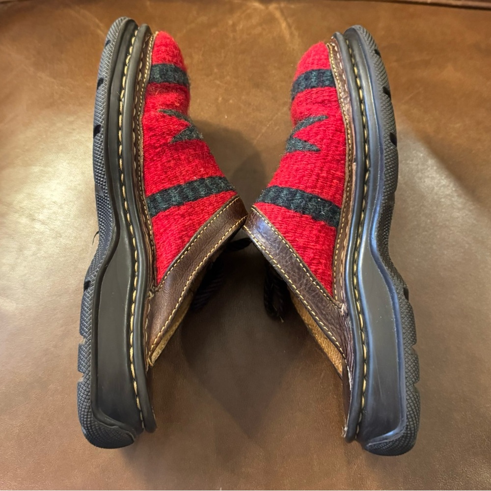 Born Hand Woven Tribal Motif & Leather Slides Clogs Size 6 - Picture 2 of 5